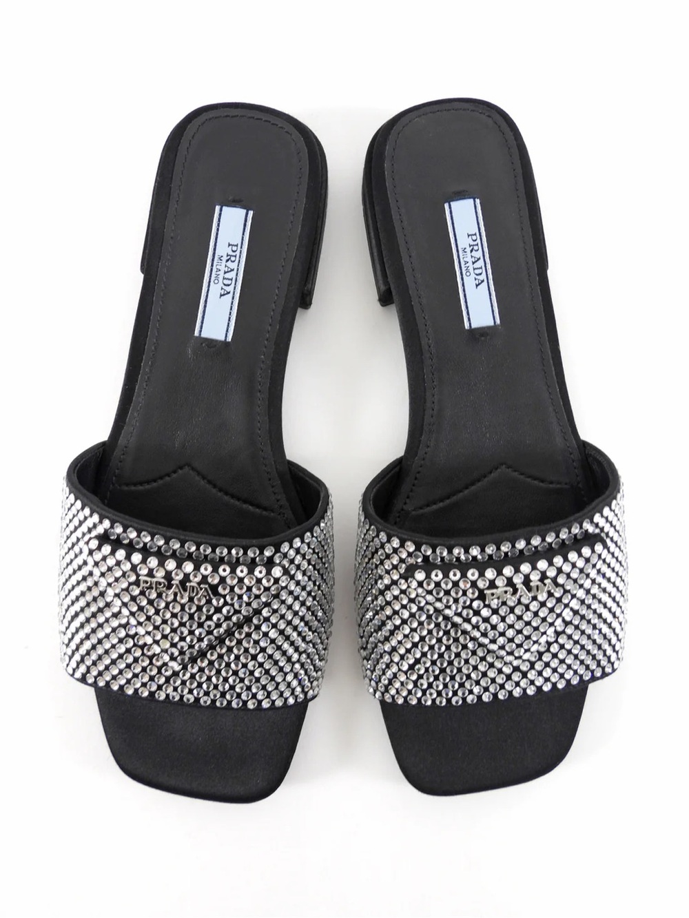 Prada Black Crystal-Studded Slide Mules